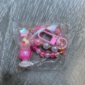 Pink Beaded Ice Cream Float Keychain